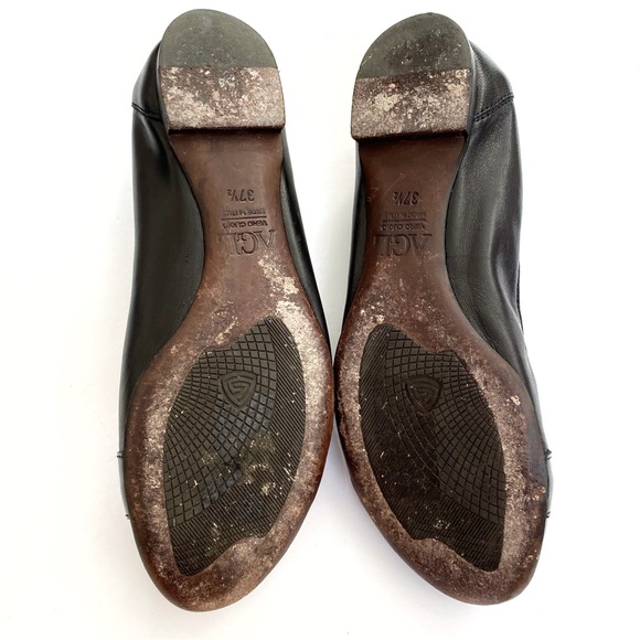 AGL Attilio Giusti Leombruni black leather patent round toe buckle ballet flats - Picture 6 of 9